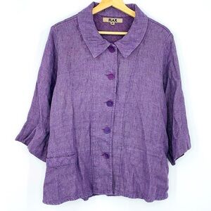 FLAX 100% Linen Lagenlook Lightweight Button Front Jacket